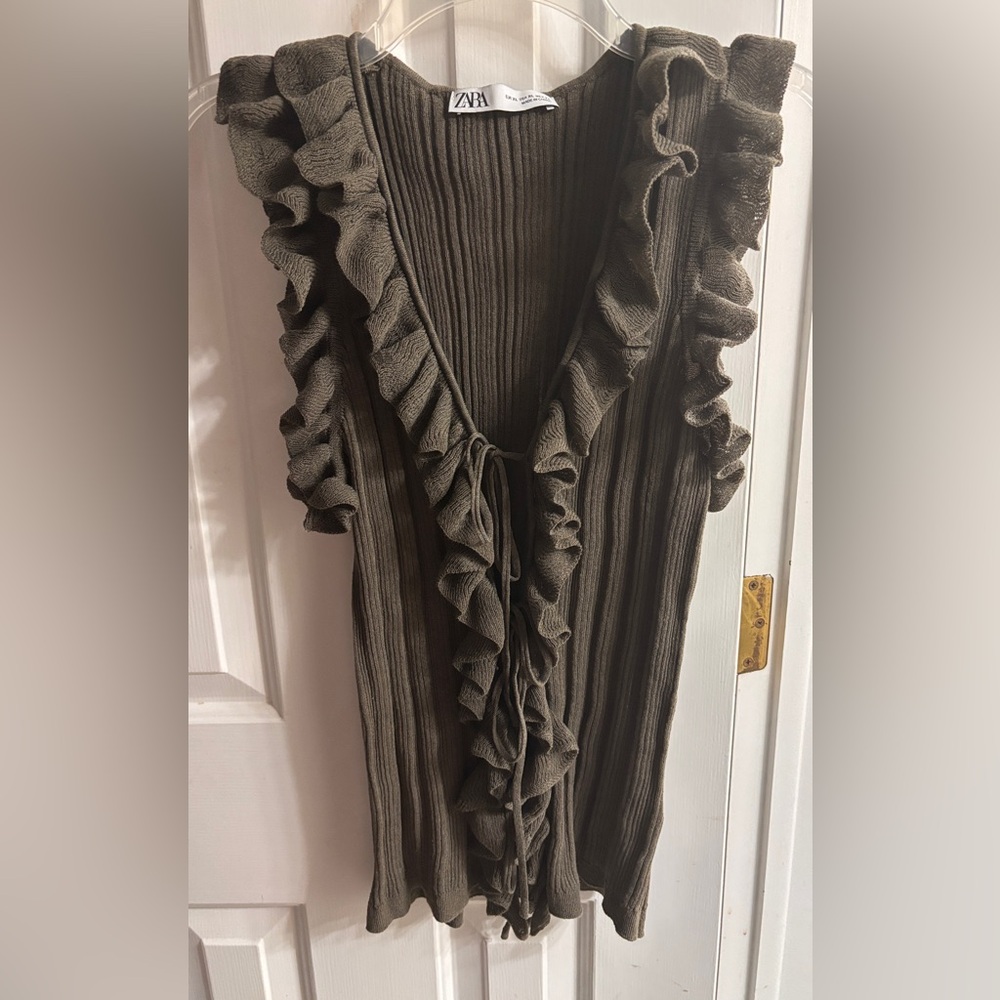 Zara brand new without tags olive green top Size XL